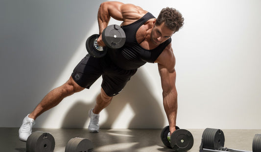 Strength training using Snode AD85 adjustable dumbbell.