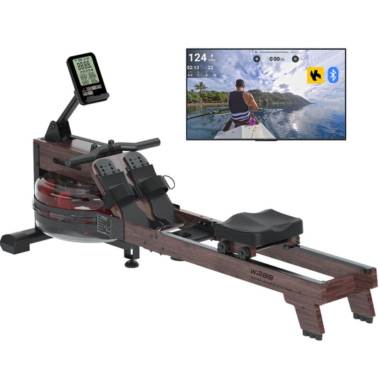 Vogatore ad acqua LESUNFIT in legno massello (quercia), 30 giorni Kinomap, monitor Bluetooth, portata 150 kg