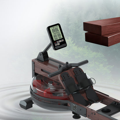 LESUNFIT Wasser-Rudergerät aus Massivholz (Eiche), 30 Tage Kinomap, Bluetooth Monitor, 150 kg Belastung