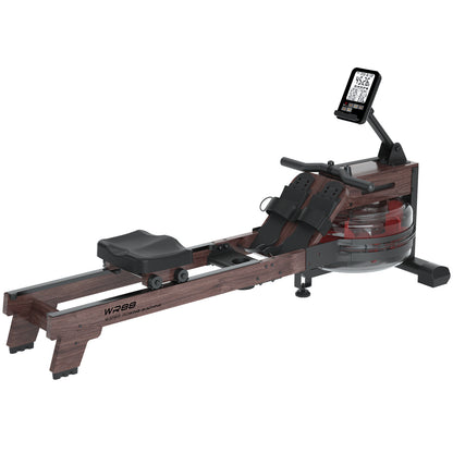 LESUNFIT Wasser-Rudergerät aus Massivholz (Eiche), 30 Tage Kinomap, Bluetooth Monitor, 150 kg Belastung